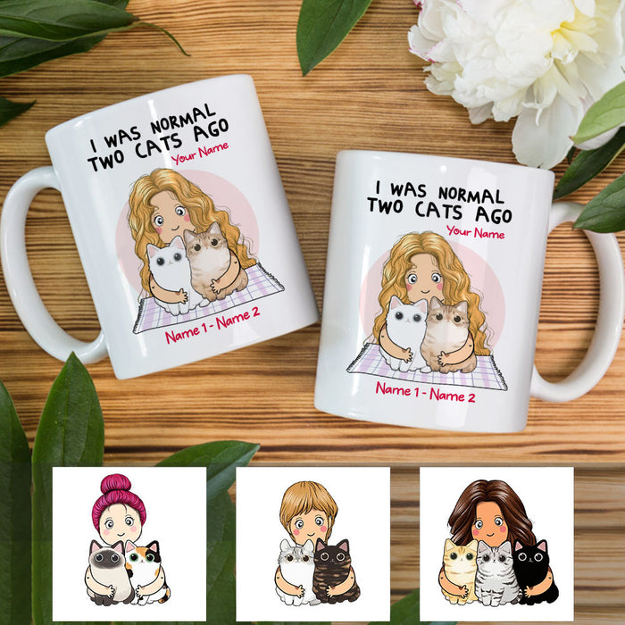 Personalized Cat I Was Normal Mug JR231 30O53 1