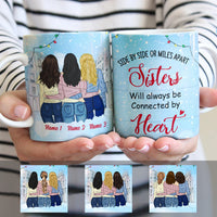 Personalized Sisters Connected By Heart Mug NB92 29O36 thumb 1