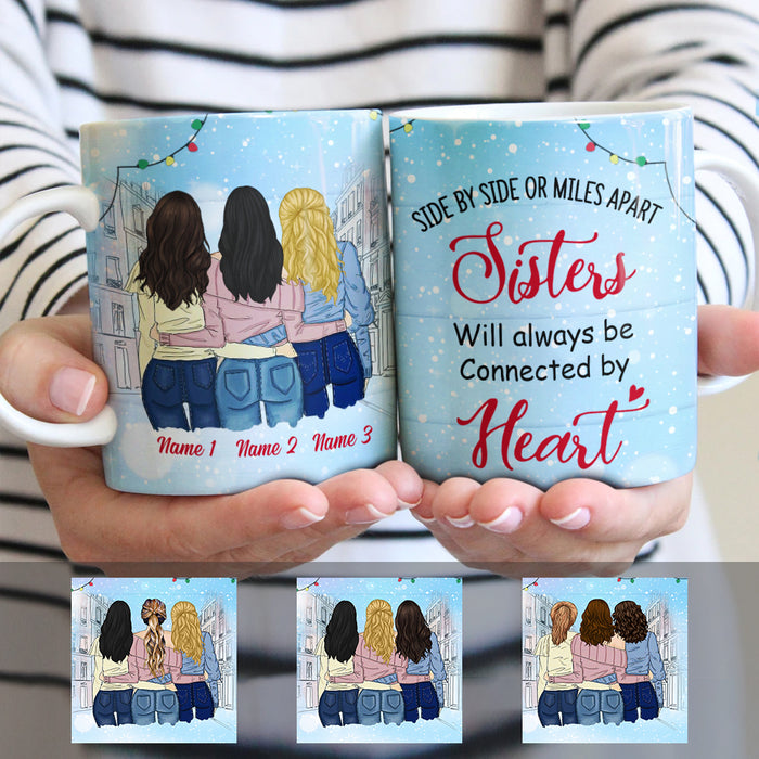 Personalized Sisters Connected By Heart Mug NB92 29O36 1