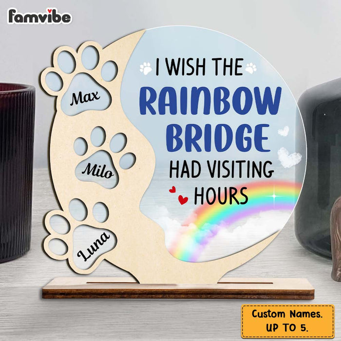Personalized I Wish Rainbow Bridge Has Visiting Hours Pet Memorial Plaque 22731 1