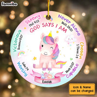 Personalized Inspirational Gift For Granddaughter Unicorn God Says Circle Ornament 30149 thumb 1