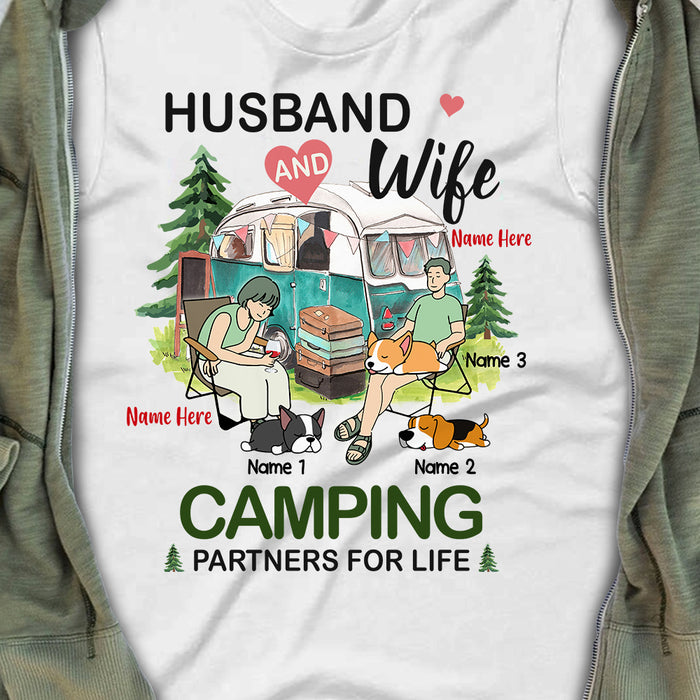 Personalized Camping Couple With Dog T Shirt MR152 95O57 1
