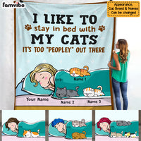 Personalized Stay In Bed With My Cat Blanket  JR131 29O47 thumb 1