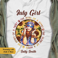 Personalized Hippie July Girl  White T Shirt JN181 30O58 thumb 1