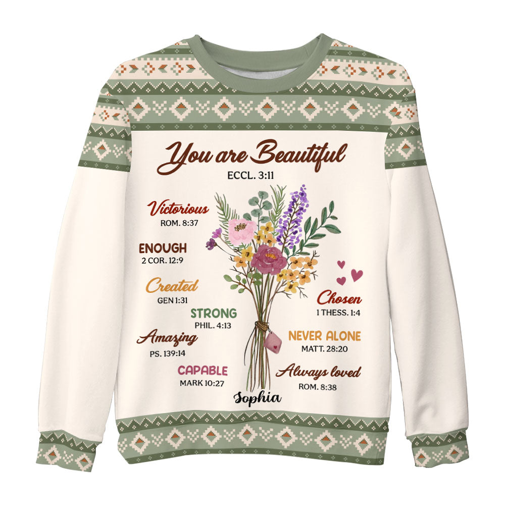 Personalized Inspirational Gift For Daughter You Are Beautiful Ugly Sweater 30031 Primary Mockup