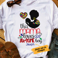 Personalized Autism Mom BWA Loves Her Ausome Boy T Shirt AG31 29O53 thumb 1