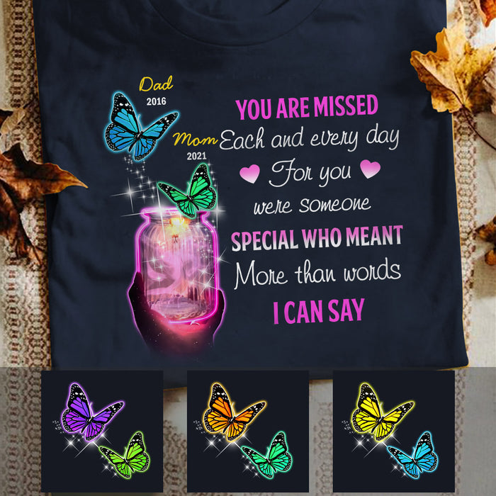 Personalized Memorial Butterfly Mom Dad T Shirt MR313 30O53 1
