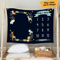 Personalized Animal Baby Milestone Blanket OB231 67O53 thumb 1