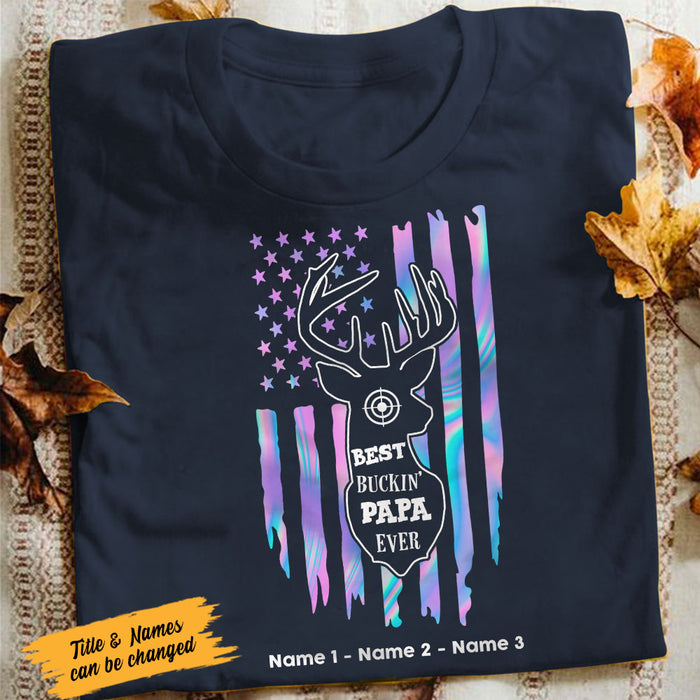 Personalized Deer Hunting Buckin Dad Grandpa T Shirt MY72 67O58 1