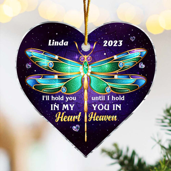 Personalized Memorial Gift Dragonfly Hold You In My Heart Heart Ornament 30073 1