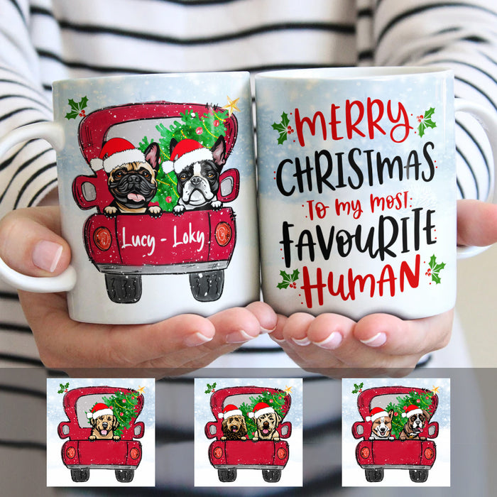 Personalized Merry Christmas Dog Red Truck Mug OB1612 81O53 1