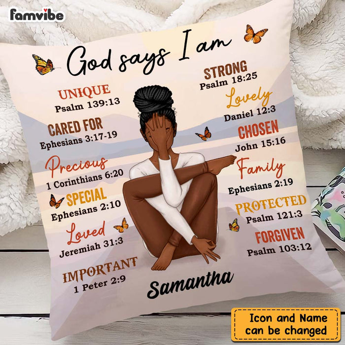 Personalized Daughter God Says I Am Bible Verses Pillow DB281 30O47 1