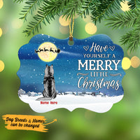 Personalized Dog Watching Santa Christmas Benelux Ornament NB147 81O53 thumb 1