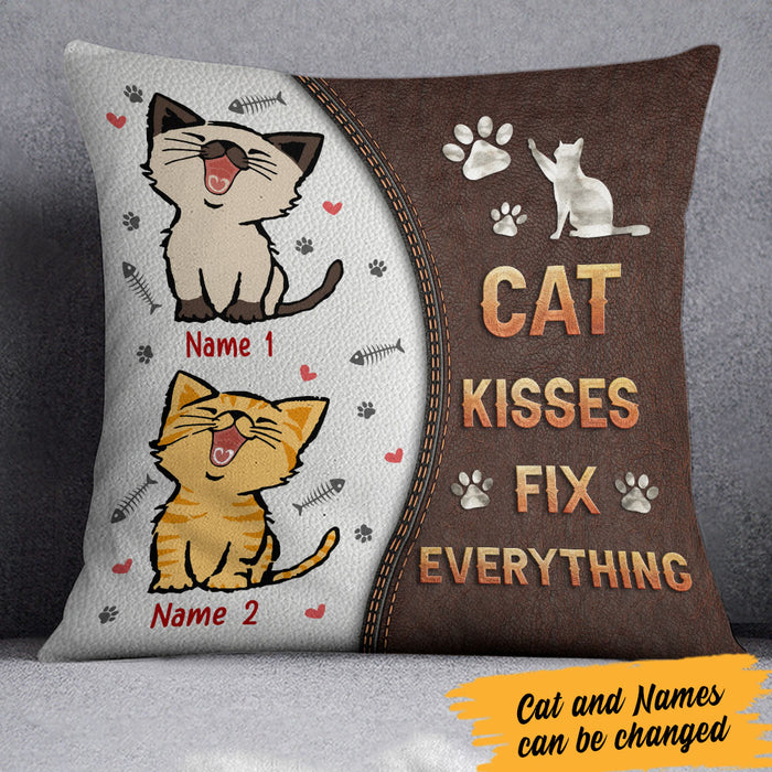 Personalized Cat Kisses Fix Everything Pillow MR241 67O60 1