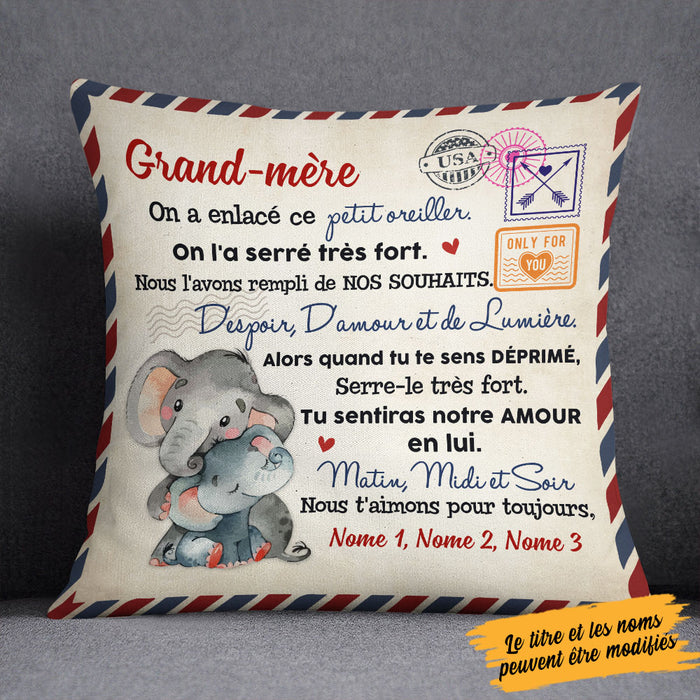 Personalized French Maman Grand-mère Elephant Mom Grandma Pillow AP141 65O58 (Insert Included) 1
