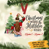 Personalized Christmas Wishes Mistletoe Kisses Couple MDF Benelux Ornament NB95 85O60 1