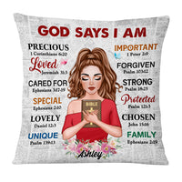Personalized God Says I Am Girl With Cross Pillow 22701 thumb 1