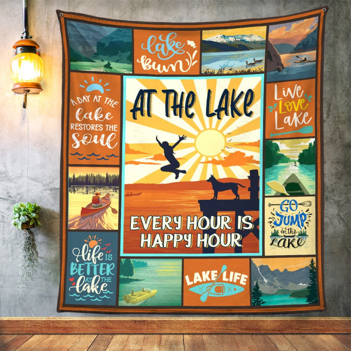 Lake Every Hour Is Happy Hour  Fleece Blanket JN251 30O57 1