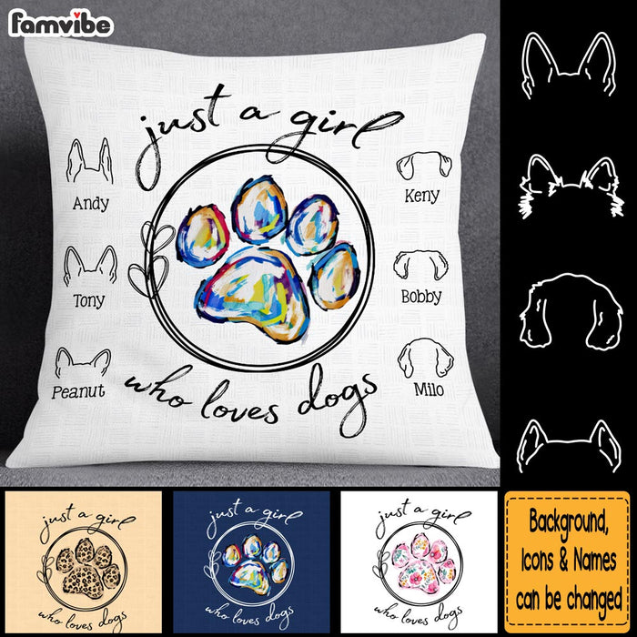 Personalized Gift For Dog Lover Just A Girl Who Loves Dogs Pillow 31512 1