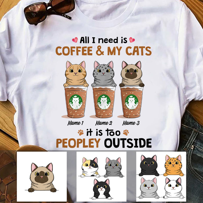 Personalized Coffee Cat Mom Grandma T Shirt MR172 65O60 1