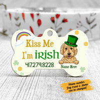 Personalized Dog Kiss Me Irish St Patrick's Day Bone Pet Tag JR203 81O58 thumb 1