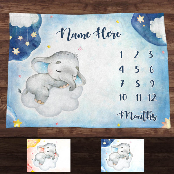 Personalized Elephant Baby Milestone Blanket OB203 81O60 Famvibe
