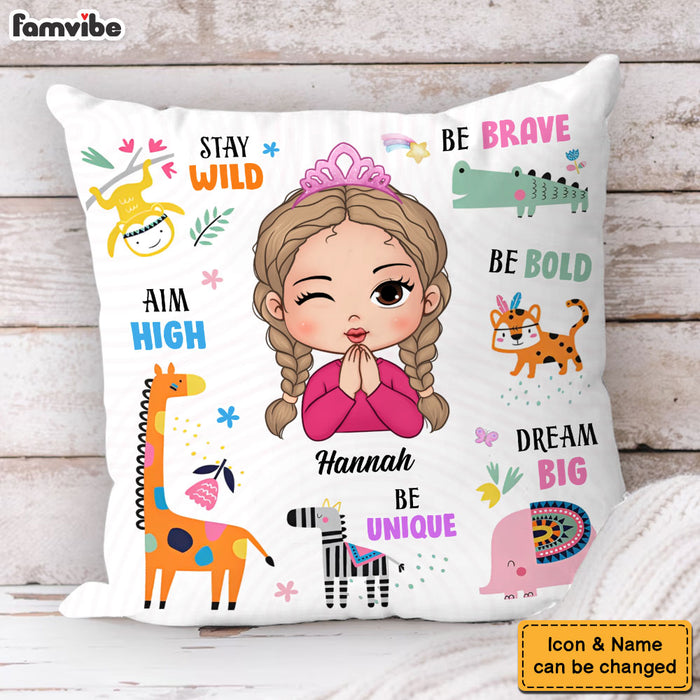 Personalized Affirmations Gift For Granddaughter Stay Wild Safari Animals Pillow 31750 1