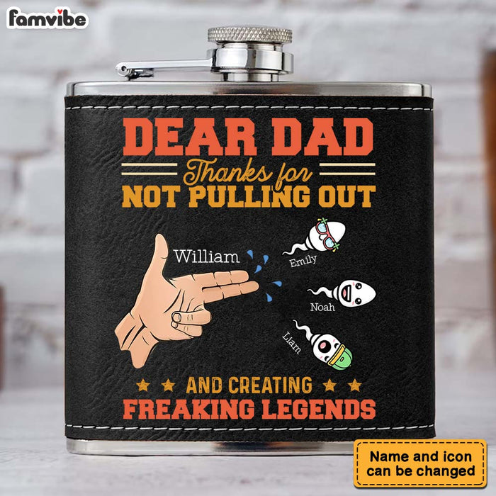 Personalized Gift For Dad Freaking Legends Leather Hip Flask 32264 1