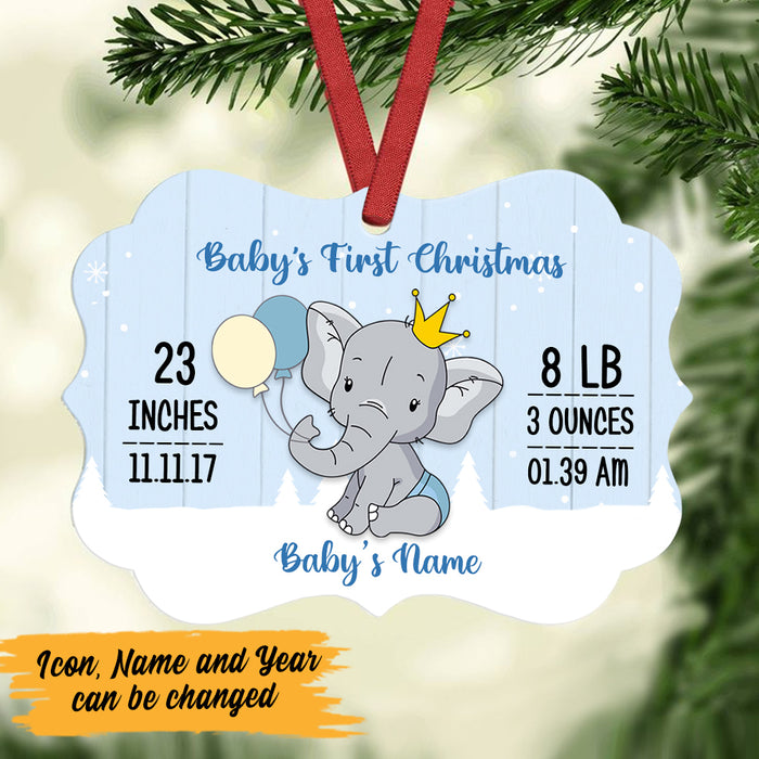 Personalized Elephant Baby First Christmas MDF Benelux Ornament OB83 73O47 1