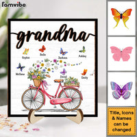 Personalized Gift For Nana Grandma Bicycle With Flowers 2 Layered Wooden Plaque 31546 thumb 1