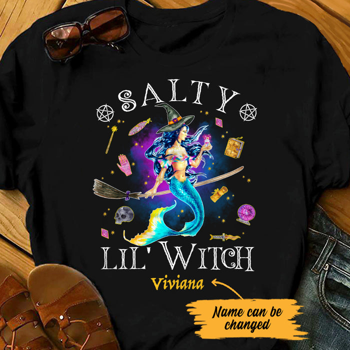 Personalized Mermaid Witch Salty Little Witch Halloween T Shirt AG271 95O53 1