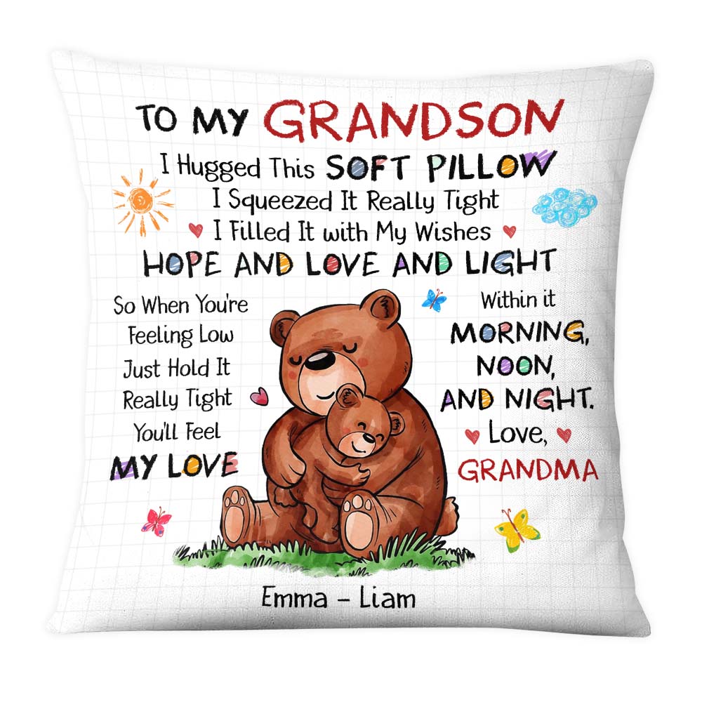 Personalized Gift For Grandson Bear Hug This Pillow 27060 Primary Mockup