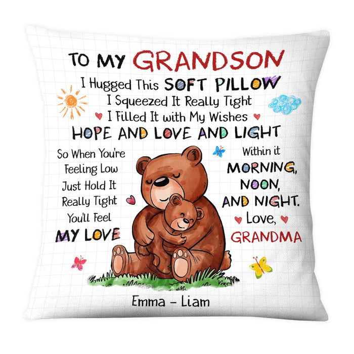 Personalized Gift For Grandson Bear Hug This Pillow 27060 1