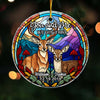 Personalized Gift For Couple Stained Glass Buck And Doe Circle Ornament 30054 1
