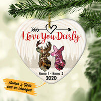 Personalized Hunting Couple I Love You Deerly  Heart Ornament DB12 87O53 thumb 1