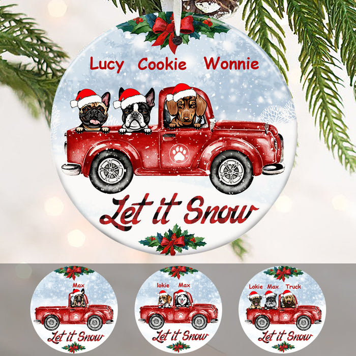 Personalized Let It Snow Dog Red Truck  Ornament OB12 29O34 1