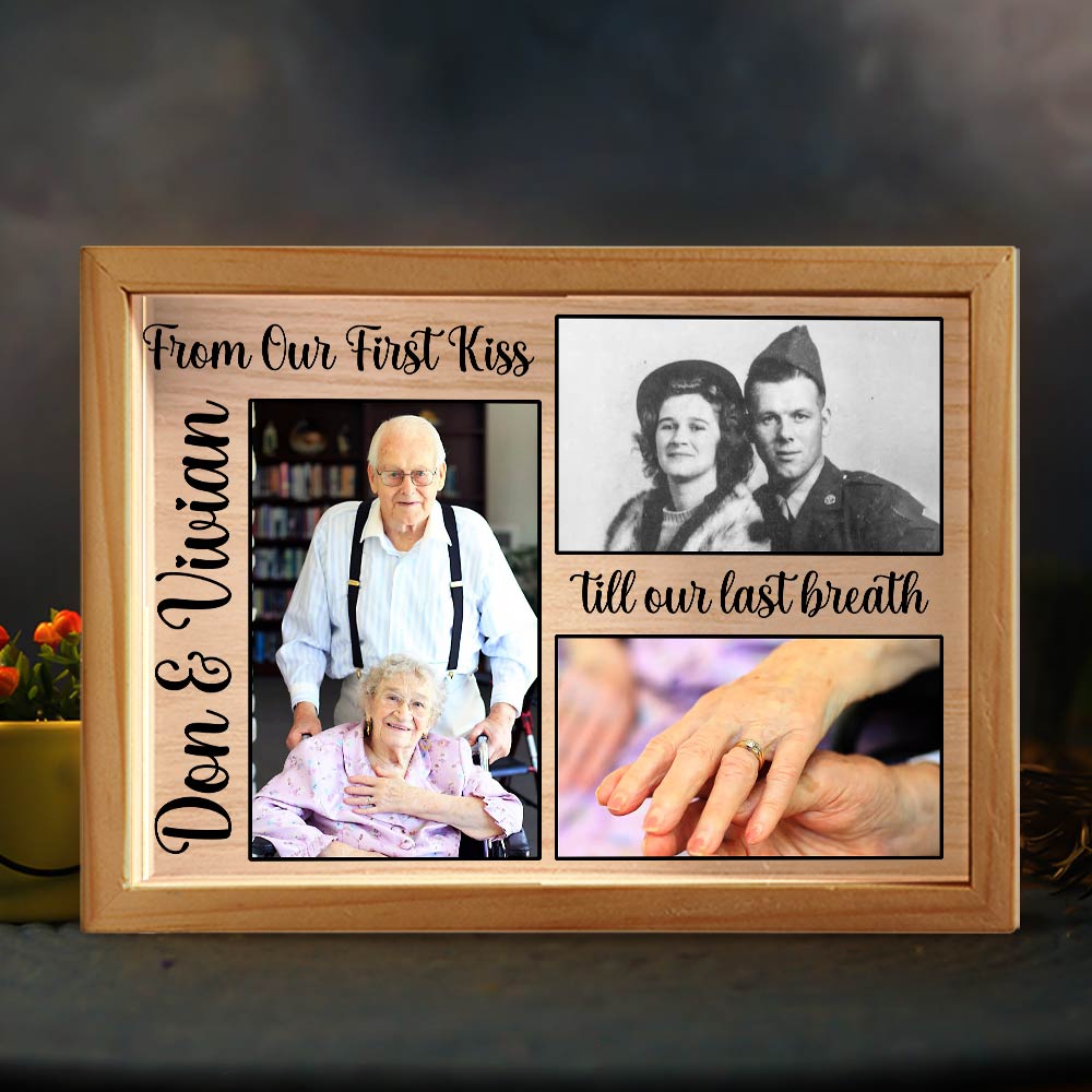 Personalized Couples Gift From Our First Kiss Picture Frame Light Box 31550 Primary Mockup