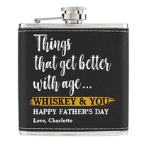 Personalized Gift For Grandpa Things Are Better With Age Leather Hip Flask 32272 thumb 1