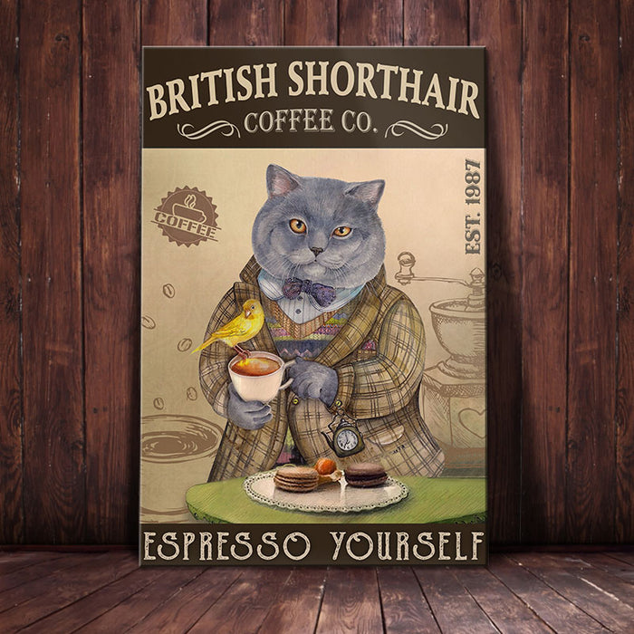 British Shorthair Cat Coffee Company Canvas MR1102 73O50 1
