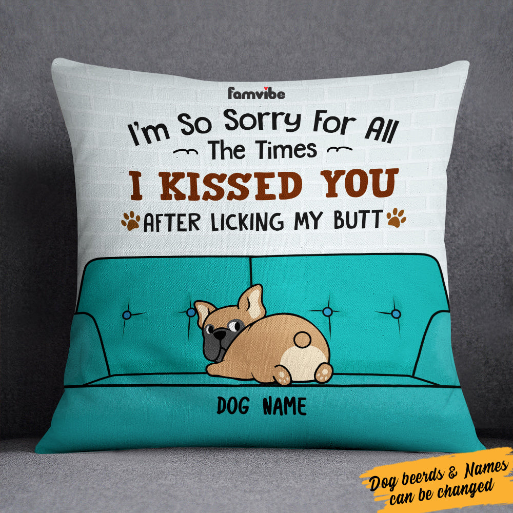 Personalized Funny Dog Mom Dog Kiss Pillow AG191 24O57 (Insert Included)