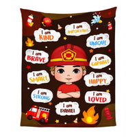 Personalized Inspiring Gift For Grandson I Am Kind Firefighter Kid Blanket 31256 thumb 1