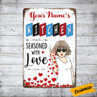 Personalized Kitchen Seasoned With Love Metal Sign JL121 30O57 thumb 1