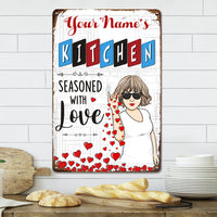 Personalized Kitchen Seasoned With Love Metal Sign JL121 30O57 thumb 1