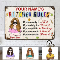 Personalized Kitchen Rules Metal Sign JL1210 30O34 thumb 1