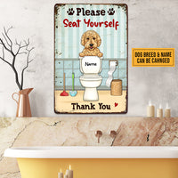 Personalized Dog Bathroom Seat Yourself Metal Sign JL142 95O47 thumb 1