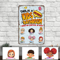 Personalized Kids Bathroom Caution Metal Sign JL141 95O36 thumb 1