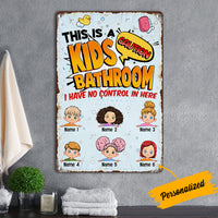 Personalized Kids Bathroom Caution Metal Sign JL141 95O36 thumb 1