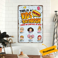 Personalized Kids Bathroom Caution Metal Sign JL141 95O36 thumb 1