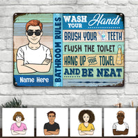 Personalized Bathroom Rules Metal Sign JL143 26O57 thumb 1