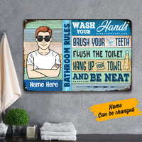 Personalized Bathroom Rules Metal Sign JL143 26O57 thumb 1